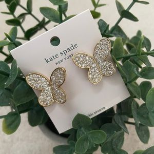 Kate Spade New York Pave Butterfly Gold Tone Large Earrings ⭐️ NWT 🦋